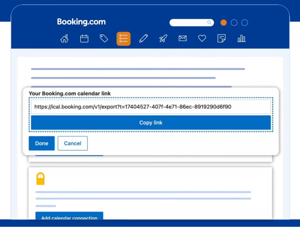 étape 3 trouver un lien ical sur booking