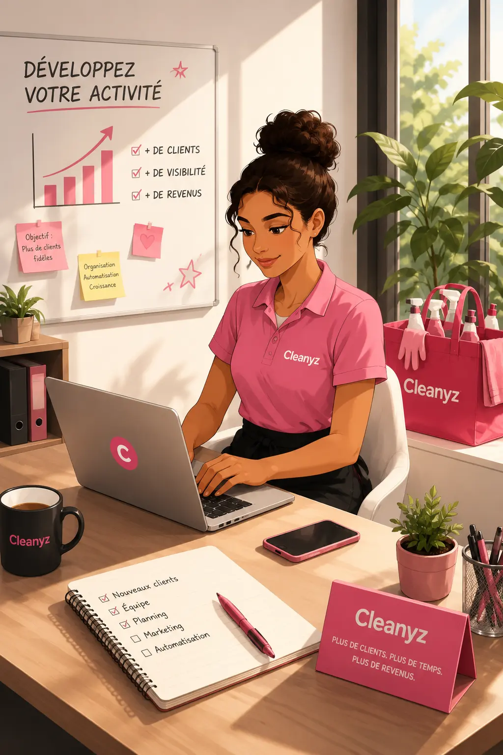 Professionnel du ménage recevant de nouvelles demandes de clients