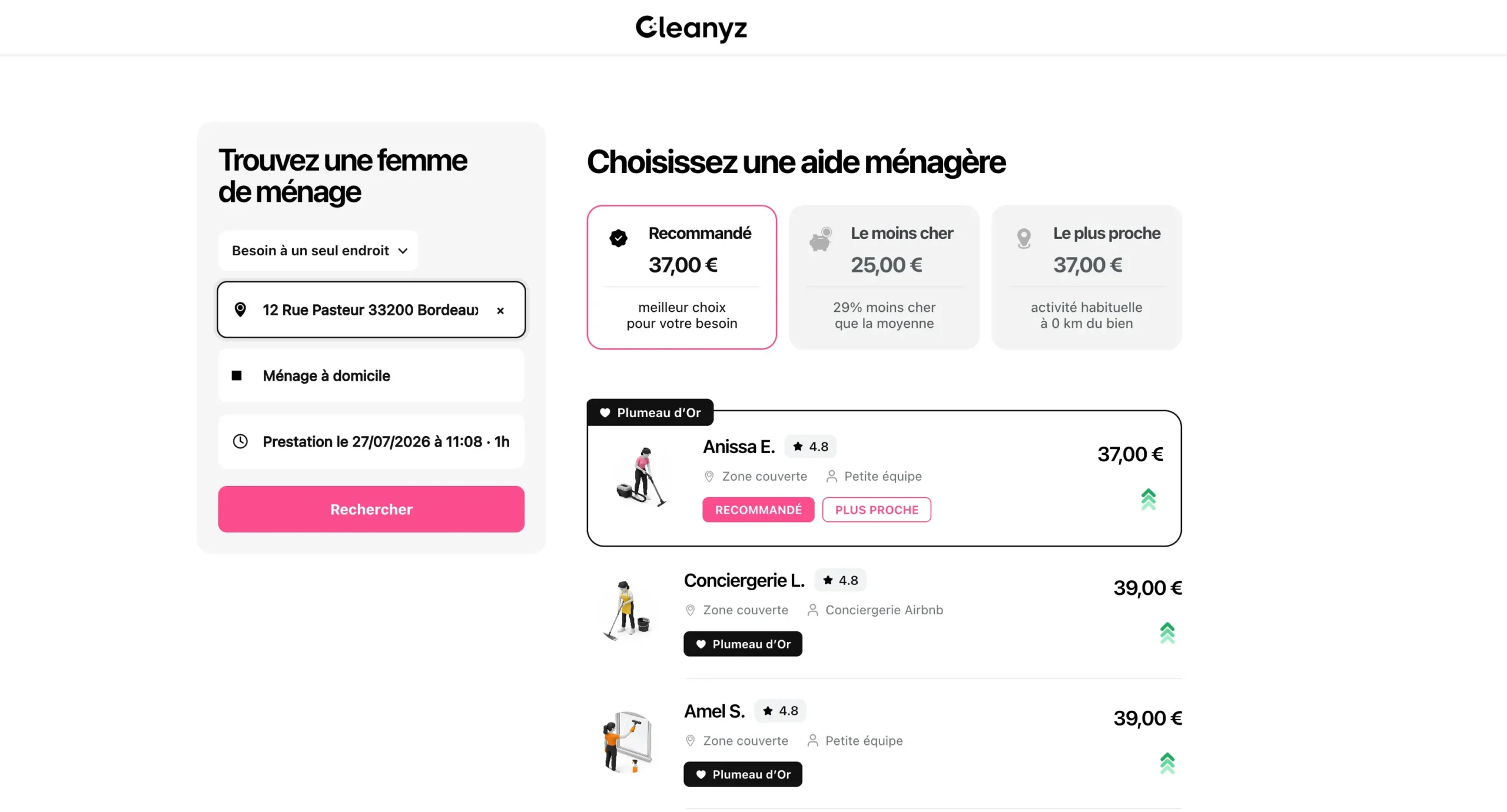 Matching femme de ménage Cleanyz